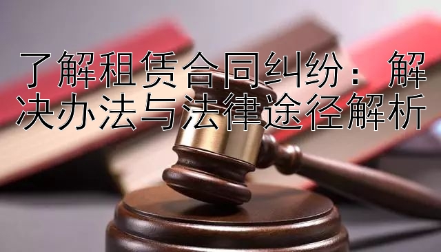 了解租赁合同纠纷：解决办法与法律途径解析