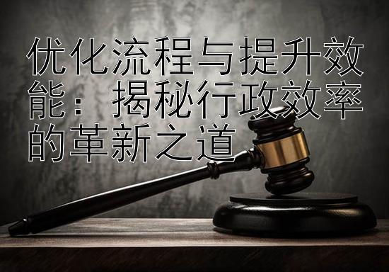 优化流程与提升效能：揭秘行政效率的革新之道